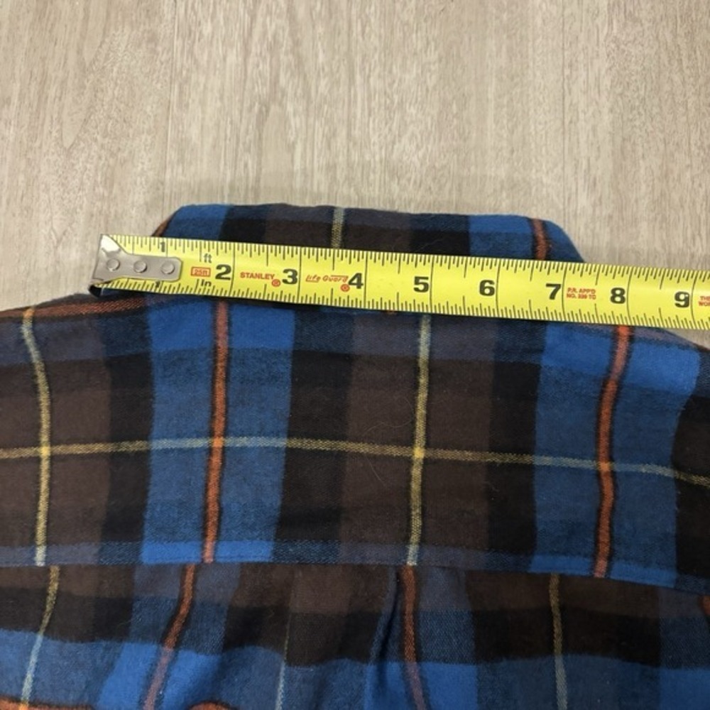 Vtg‎ LL Bean Flannel Shirt Mens L Blue Scotch Plaid Button Down Hiking Outdoor - Picture 9 of 11